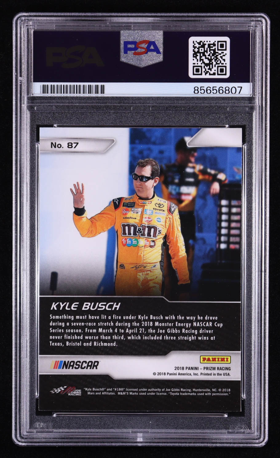 Kyle Busch Signed 2018 Panini Racing Explosion Prizm #87 (PSA) at PristineAuction.com Kyle Busch Signed 2018 Panini Racing Explosion Prizm #87 (PSA) at PristineAuction.com