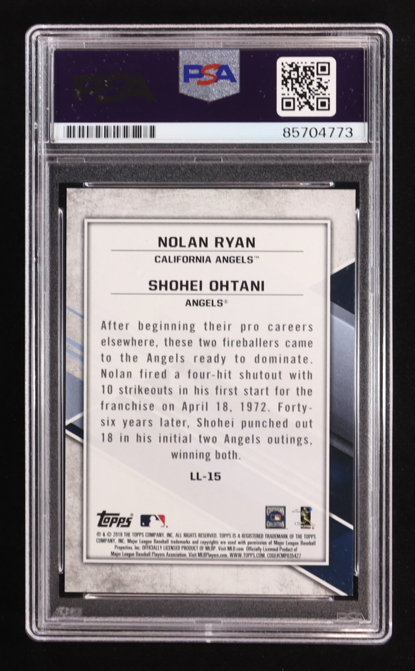Nolan Ryan Signed 2019 Nolan Ryan with Shohei Ohtani Topps Fire Lasting Legacies Blue Chip #LL-15 (PSA | Autograph Graded PSA 10) at PristineAuction.com Nolan Ryan Signed 2019 Nolan Ryan with Shohei Ohtani Topps Fire Lasting Legacies Blue Chip #LL-15 (PSA | Autograph Graded PSA 10) at PristineAuction.com
