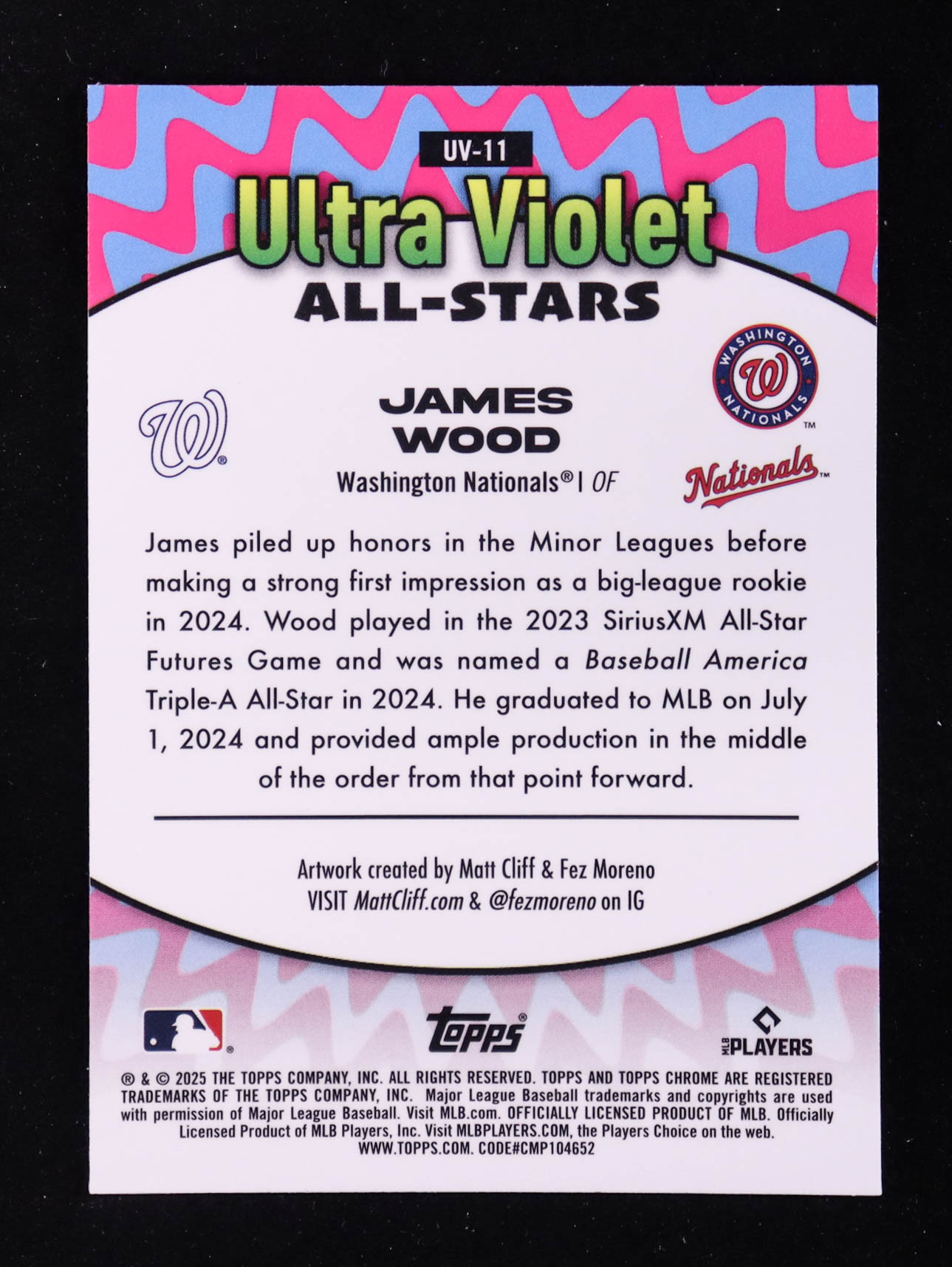 James Wood 2025 Topps Chrome Ultra Violet All-Stars #UV11 RC at PristineAuction.com James Wood 2025 Topps Chrome Ultra Violet All-Stars #UV11 RC at PristineAuction.com