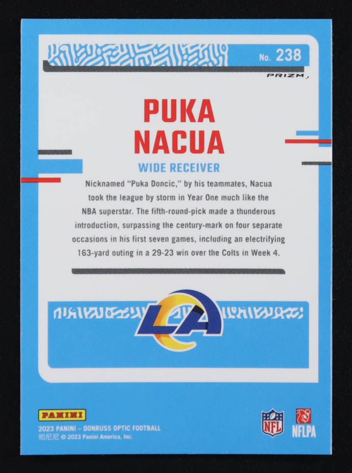 Puka Nacua 2023 Donruss Optic Purple Shock #238 RR RC at PristineAuction.com Puka Nacua 2023 Donruss Optic Purple Shock #238 RR RC at PristineAuction.com