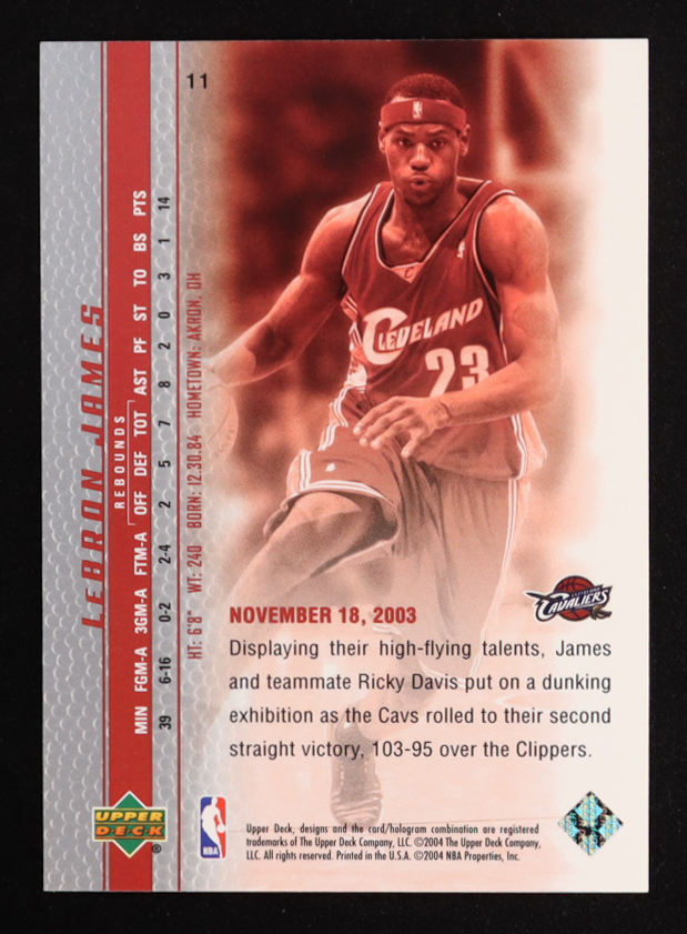 LeBron James 2003-04 Upper Deck Phenomenal Beginning LeBron James #11 RC at PristineAuction.com LeBron James 2003-04 Upper Deck Phenomenal Beginning LeBron James #11 RC at PristineAuction.com