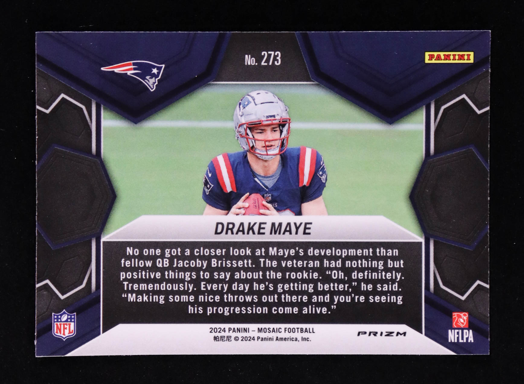 Drake Maye 2024 Panini Mosaic Mosaic #273 DEB RC at PristineAuction.com Drake Maye 2024 Panini Mosaic Mosaic #273 DEB RC at PristineAuction.com