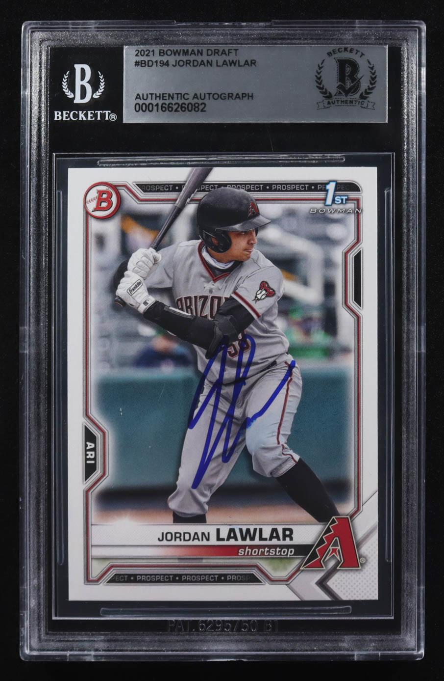 Jordan Lawlar Signed 2021 Bowman Draft #BD194 (BGS Authentic) at PristineAuction.com Jordan Lawlar Signed 2021 Bowman Draft #BD194 (BGS Authentic) at PristineAuction.com