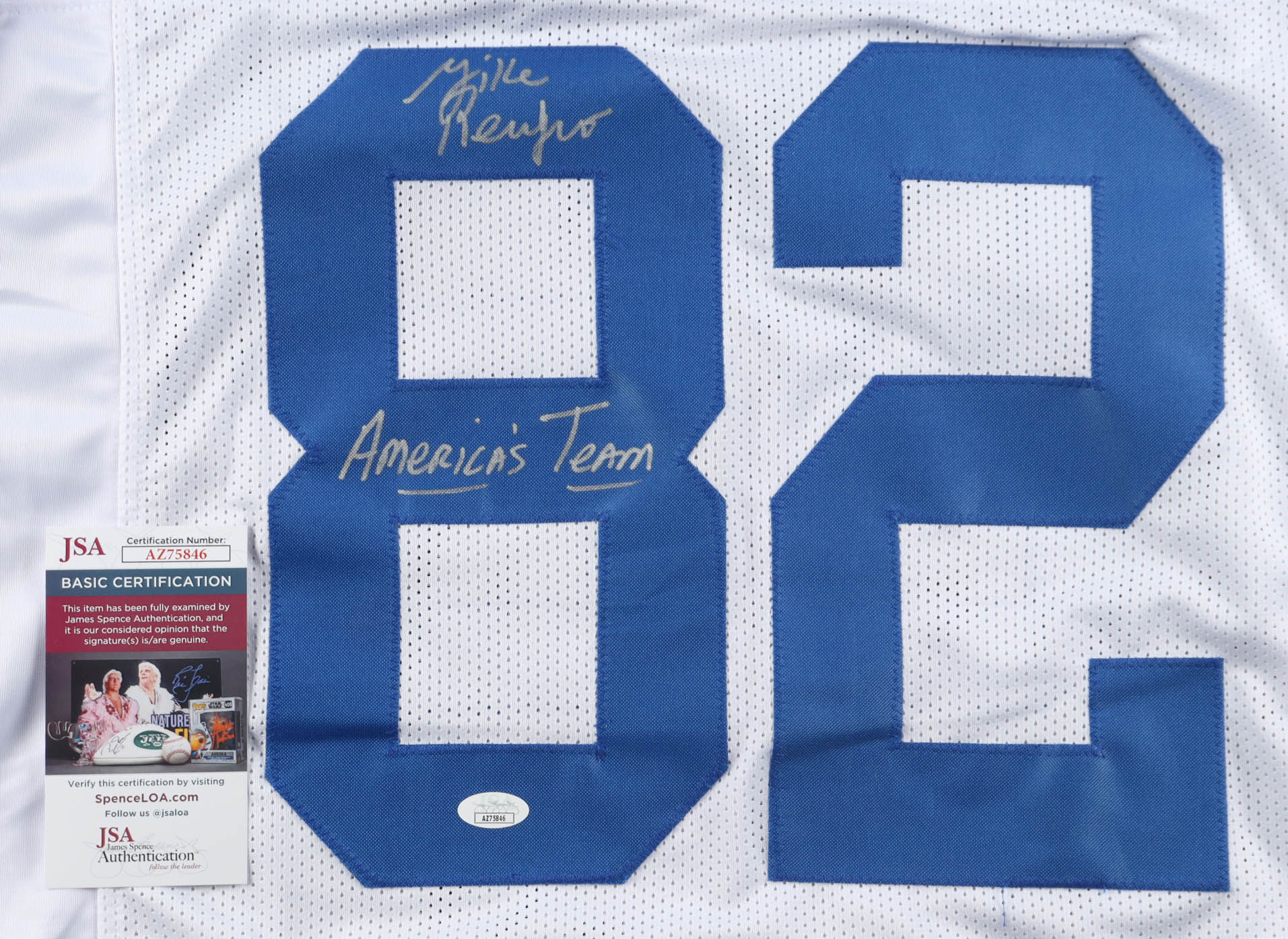 Mike Renfro Signed Jersey Inscribed "America's Team" (JSA) at PristineAuction.com Mike Renfro Signed Jersey Inscribed "America's Team" (JSA) at PristineAuction.com