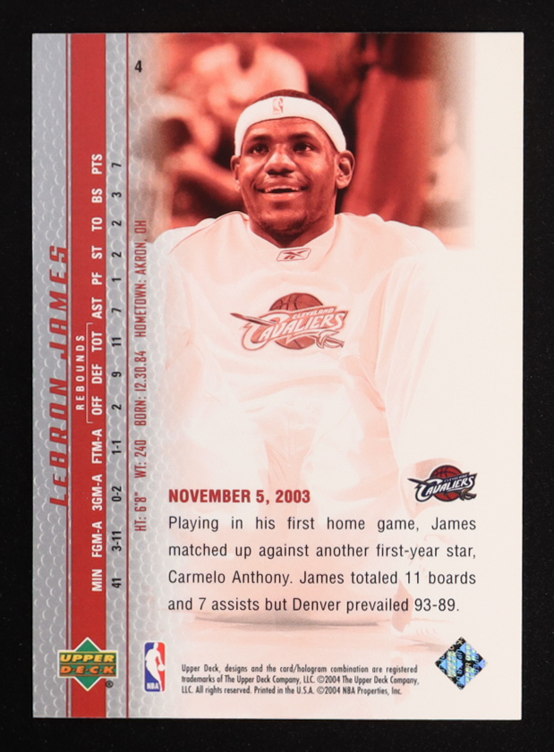 LeBron James 2003-04 Upper Deck Phenomenal Beginning LeBron James #4 RC at PristineAuction.com LeBron James 2003-04 Upper Deck Phenomenal Beginning LeBron James #4 RC at PristineAuction.com