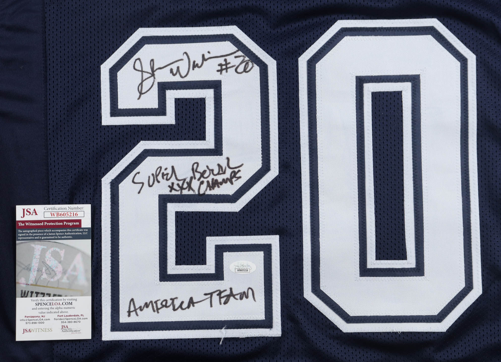 Sherman Williams Signed Jersey Inscribed "Super Bowl XXX Champs" & "America Team" (JSA) at PristineAuction.com Sherman Williams Signed Jersey Inscribed "Super Bowl XXX Champs" & "America Team" (JSA) at PristineAuction.com