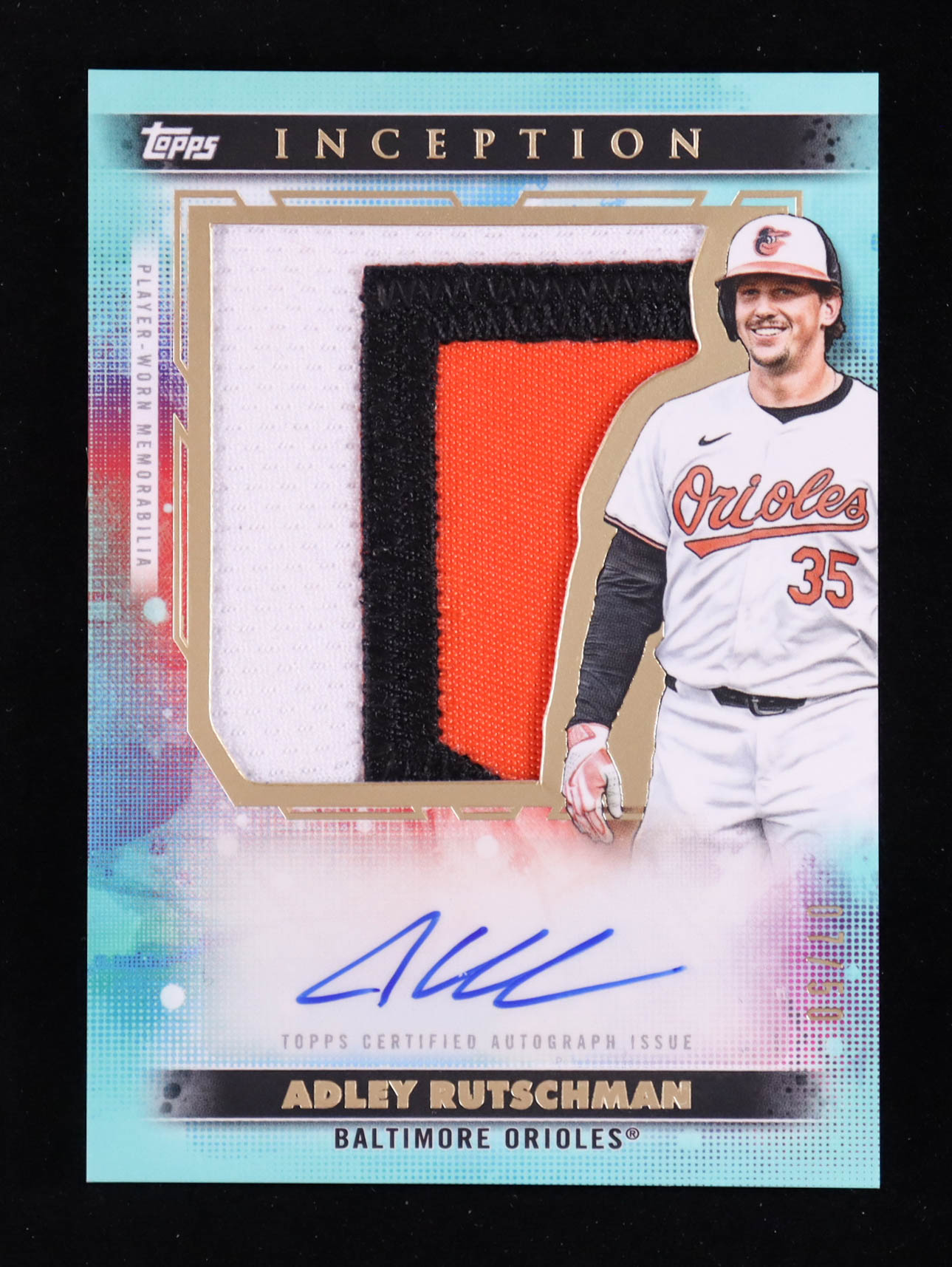 Adley Rutschman 2024 Topps Inception Jumbo Patch Autographs Aqua #AJPAR #07/50 at PristineAuction.com Adley Rutschman 2024 Topps Inception Jumbo Patch Autographs Aqua #AJPAR #07/50 at PristineAuction.com