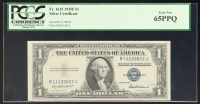 1935-F $1 One Dollar Blue Seal Federal Reserve Bank Note (PCGS Gem New 65PPQ) at PristineAuction.com