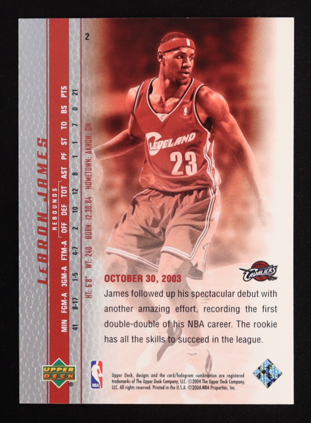 LeBron James 2003-04 Upper Deck Phenomenal Beginning LeBron James #2 RC at PristineAuction.com LeBron James 2003-04 Upper Deck Phenomenal Beginning LeBron James #2 RC at PristineAuction.com