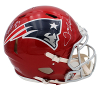 Rob Gronkowski & Julian Edelman Signed Patriots Full-Size Authentic On-Field Flash Alternate Speed Helmet (Radtke & JSA) at PristineAuction.com