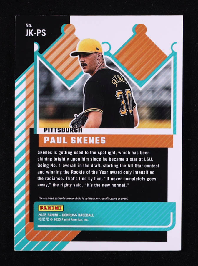 Paul Skenes 2025 Donruss Jersey Kings Orange Ice #19 at PristineAuction.com Paul Skenes 2025 Donruss Jersey Kings Orange Ice #19 at PristineAuction.com