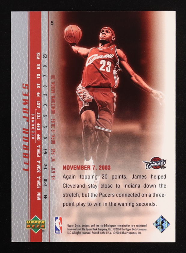 LeBron James 2003-04 Upper Deck Phenomenal Beginning LeBron James #5 RC at PristineAuction.com LeBron James 2003-04 Upper Deck Phenomenal Beginning LeBron James #5 RC at PristineAuction.com