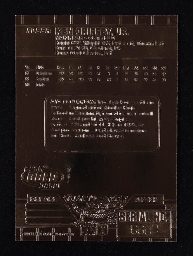 Ken Griffey Jr. 1997 Fleer RC LE 23KT Gold Card at PristineAuction.com Ken Griffey Jr. 1997 Fleer RC LE 23KT Gold Card at PristineAuction.com