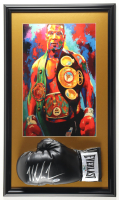 Mike Tyson Signed Custom Framed Everlast Boxing Glove Display with Leroy Neiman Art Print (Tyson & PSA) at PristineAuction.com