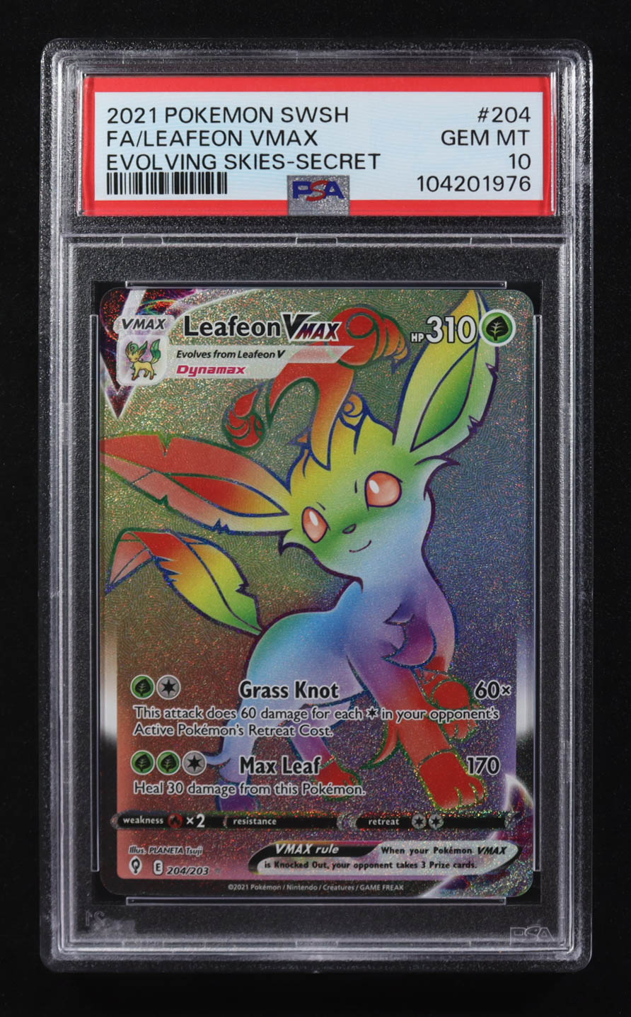 Leafeon VMAX 2021 Pokemon Sword and Shield Evolving Skies #204 (PSA 10) at PristineAuction.com Leafeon VMAX 2021 Pokemon Sword and Shield Evolving Skies #204 (PSA 10) at PristineAuction.com