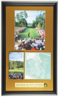 "Tiger Woods on the 18th Tee at The Masters" Custom Framed Photo Display with Spectator Guide, Masters Map & Masters Tournament Pin at PristineAuction.com