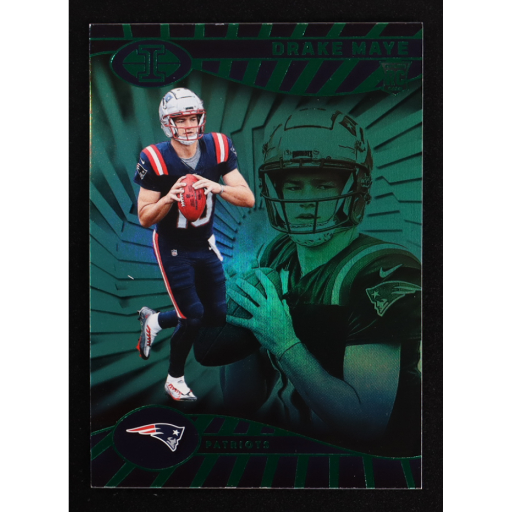 Drake Maye 2024 Panini Illusions Trophy Collection Emerald #59 RC at PristineAuction.com
