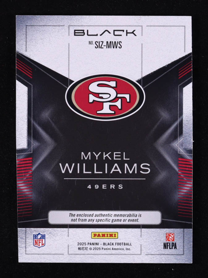 Mykel Williams 2025 Panini Black Sizeable Rookie Memorabilia #6 #174/199 RC at PristineAuction.com Mykel Williams 2025 Panini Black Sizeable Rookie Memorabilia #6 #174/199 RC at PristineAuction.com