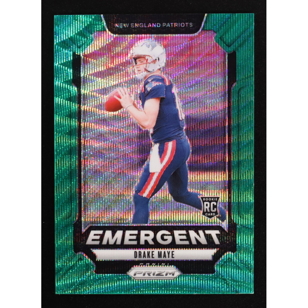 Drake Maye 2024 Panini Prizm Emergent Prizms Green Wave #4 RC at PristineAuction.com