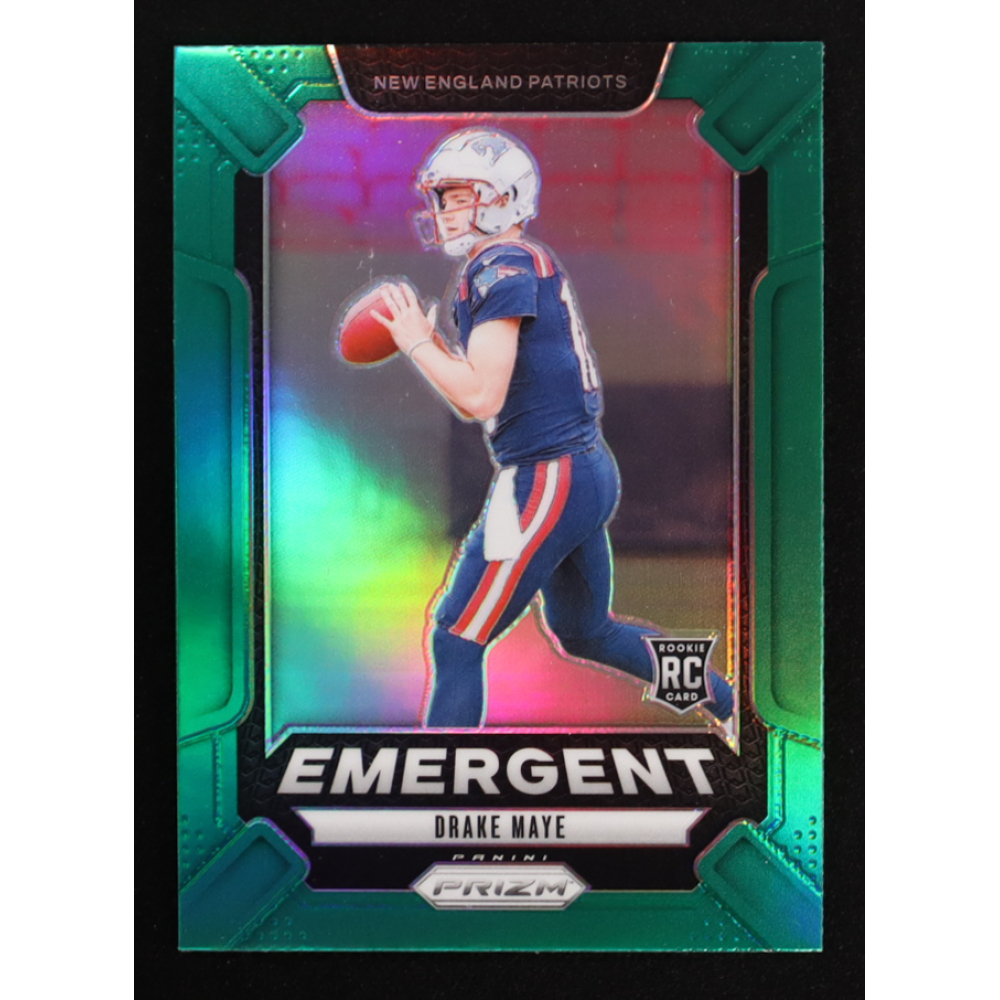 Drake Maye 2024 Panini Prizm Emergent Prizms Green #4 RC at PristineAuction.com