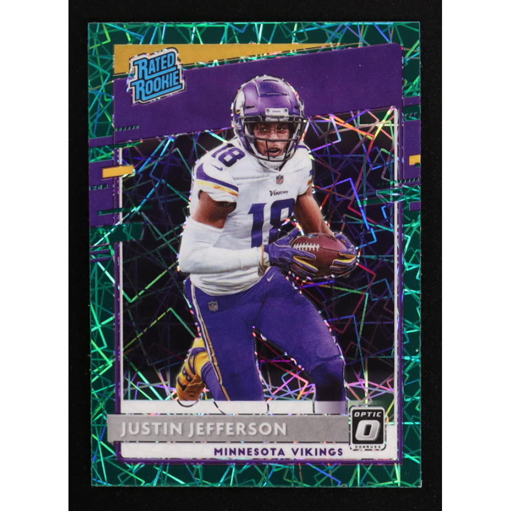 Justin Jefferson 2020 Donruss Optic Green Velocity #163 RR RC at PristineAuction.com