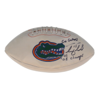 Tim Tebow Signed Florida Gators Logo Football Inscribed "Go Gators" & "06 08 Champs" (Tebow) at PristineAuction.com
