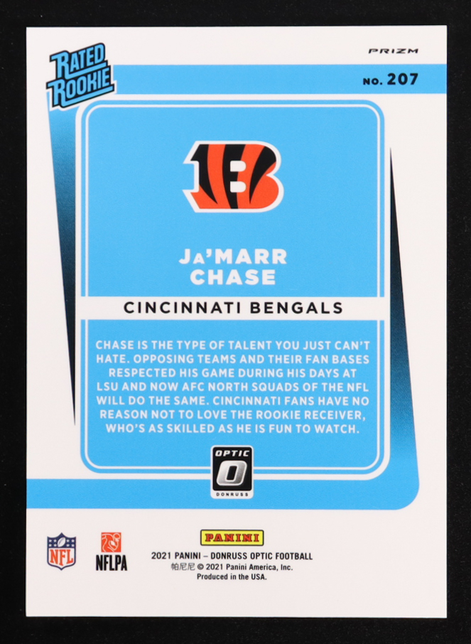 Ja'Marr Chase 2021 Donruss Optic Holo #207 RR RC at PristineAuction.com Ja'Marr Chase 2021 Donruss Optic Holo #207 RR RC at PristineAuction.com