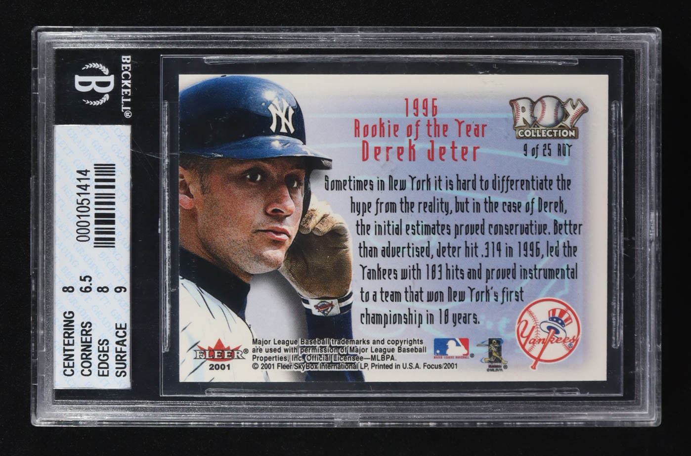 Derek Jeter 2001 Fleer Focus ROY Collection #9 (BGS 7) at PristineAuction.com Derek Jeter 2001 Fleer Focus ROY Collection #9 (BGS 7) at PristineAuction.com