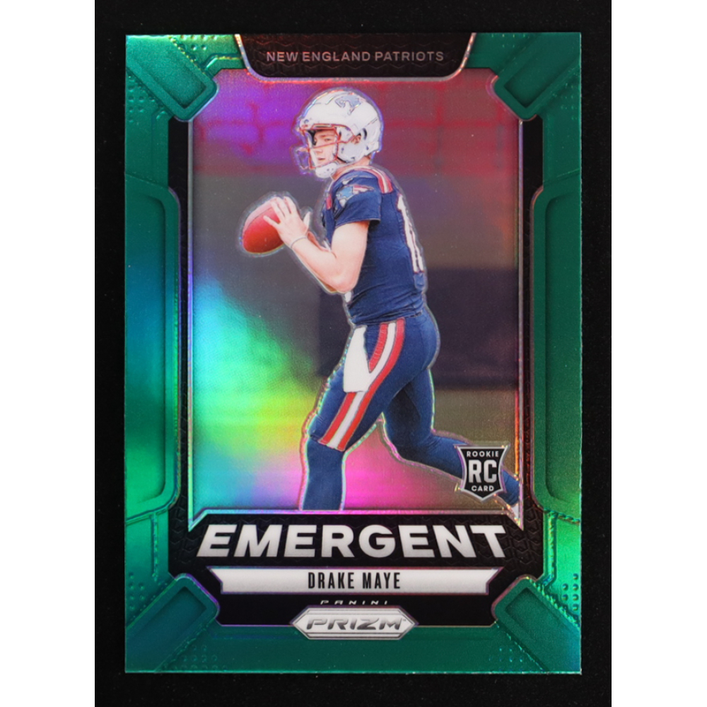Drake Maye 2024 Panini Prizm Emergent Prizms Green #4 RC at PristineAuction.com