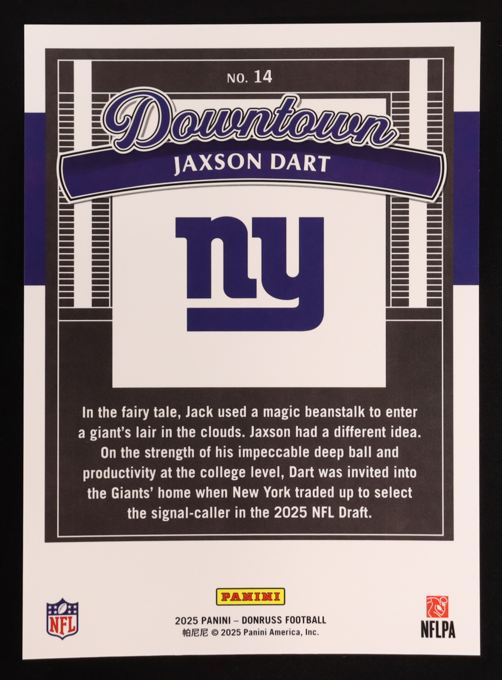 Jaxson Dart 2025 Donruss Downtown! Oversized #14 RC at PristineAuction.com Jaxson Dart 2025 Donruss Downtown! Oversized #14 RC at PristineAuction.com