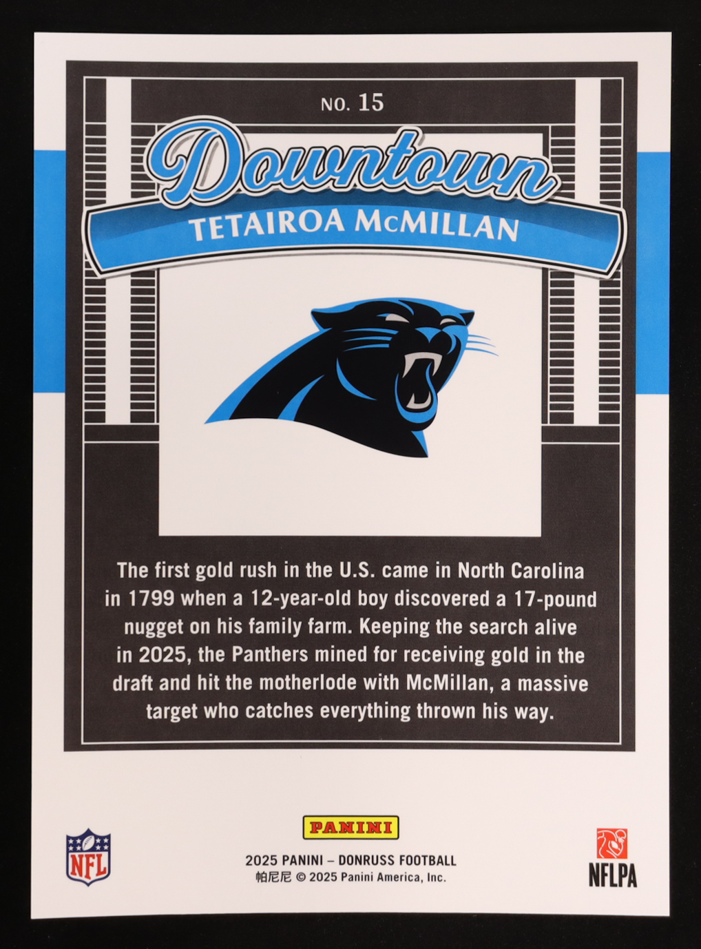 Tetairoa McMillan 2025 Donruss Downtown! Oversize #15 RC at PristineAuction.com Tetairoa McMillan 2025 Donruss Downtown! Oversize #15 RC at PristineAuction.com