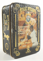Complete Set of (5) Willie Mays Metallic Impressions Embossed Metal Collector Cards with Original Tin Box at PristineAuction.com