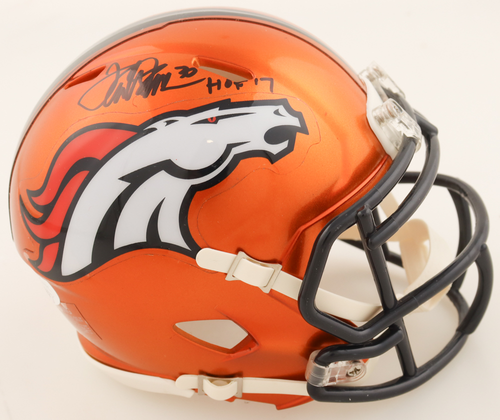 Terrell Davis Signed Broncos Flash Alternate Speed Mini Helmet Inscribed "HOF 17" (JSA) at PristineAuction.com Terrell Davis Signed Broncos Flash Alternate Speed Mini Helmet Inscribed "HOF 17" (JSA) at PristineAuction.com