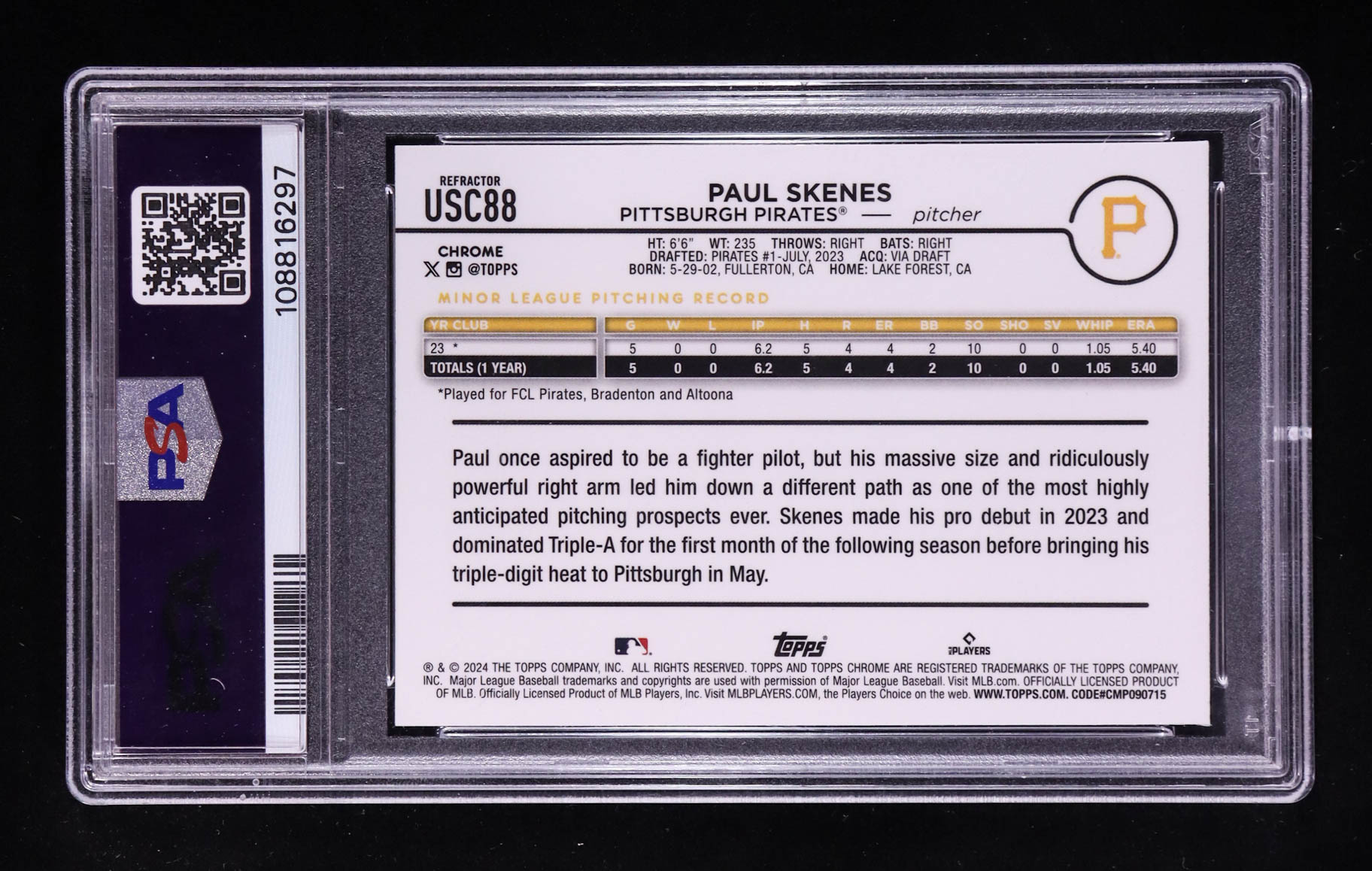 Paul Skenes 2024 Topps Chrome Update Refractors #USC88 RC (PSA 9) at PristineAuction.com Paul Skenes 2024 Topps Chrome Update Refractors #USC88 RC (PSA 9) at PristineAuction.com
