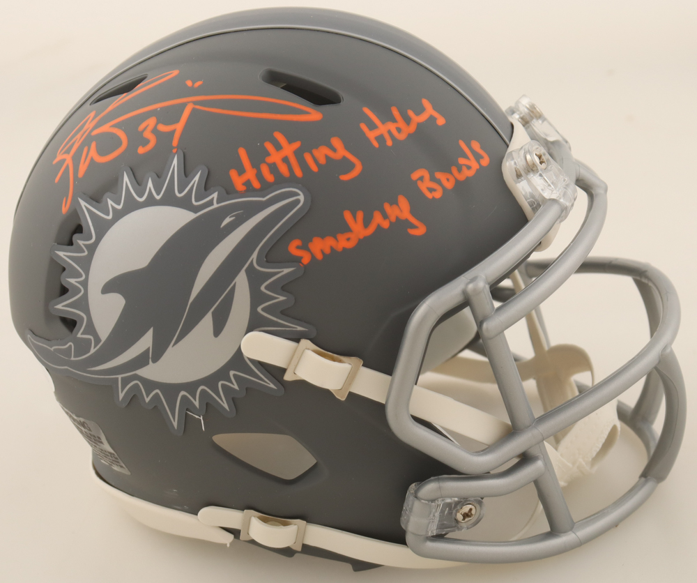 Ricky Williams Signed Dolphins Slate Alternate Speed Mini Helmet Inscribed "Hitting Holes Smoking Bowls" (JSA) at PristineAuction.com Ricky Williams Signed Dolphins Slate Alternate Speed Mini Helmet Inscribed "Hitting Holes Smoking Bowls" (JSA) at PristineAuction.com