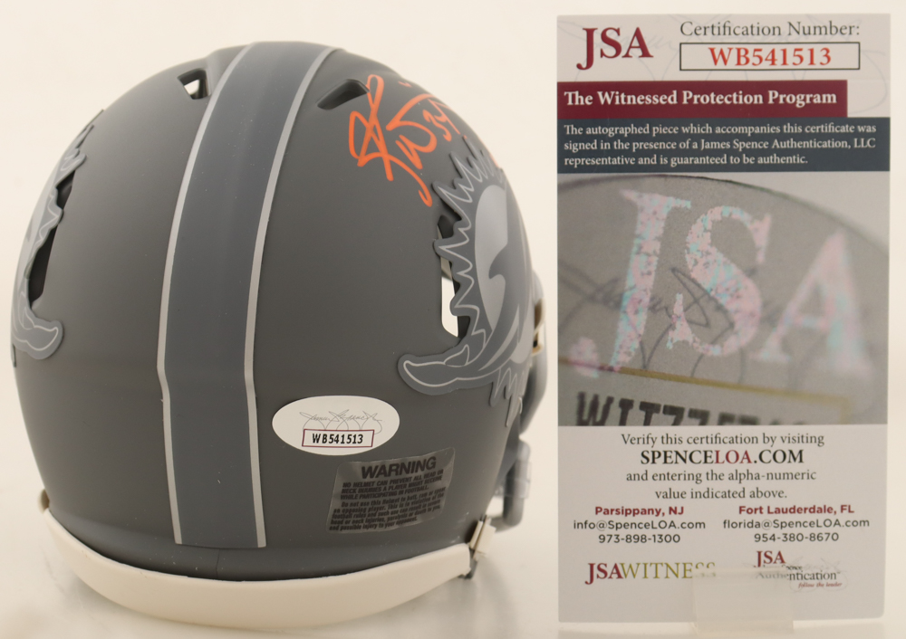 Ricky Williams Signed Dolphins Slate Alternate Speed Mini Helmet Inscribed "Hitting Holes Smoking Bowls" (JSA) at PristineAuction.com Ricky Williams Signed Dolphins Slate Alternate Speed Mini Helmet Inscribed "Hitting Holes Smoking Bowls" (JSA) at PristineAuction.com