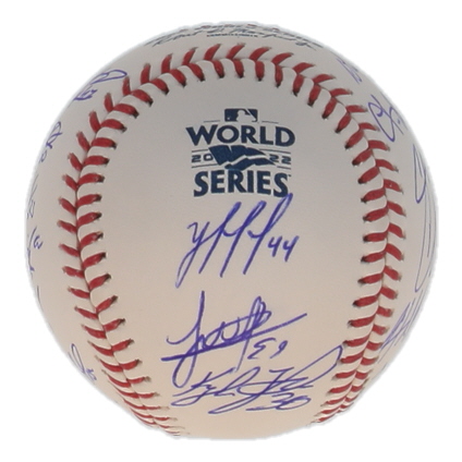 Astros Official 2022 World Series Logo Baseball Team-Signed by (22) with Yordan Alvarez, Kyle Tucker, Martin Maldonado, Framber Valdez (Beckett) at PristineAuction.com Astros Official 2022 World Series Logo Baseball Team-Signed by (22) with Yordan Alvarez, Kyle Tucker, Martin Maldonado, Framber Valdez (Beckett) at PristineAuction.com