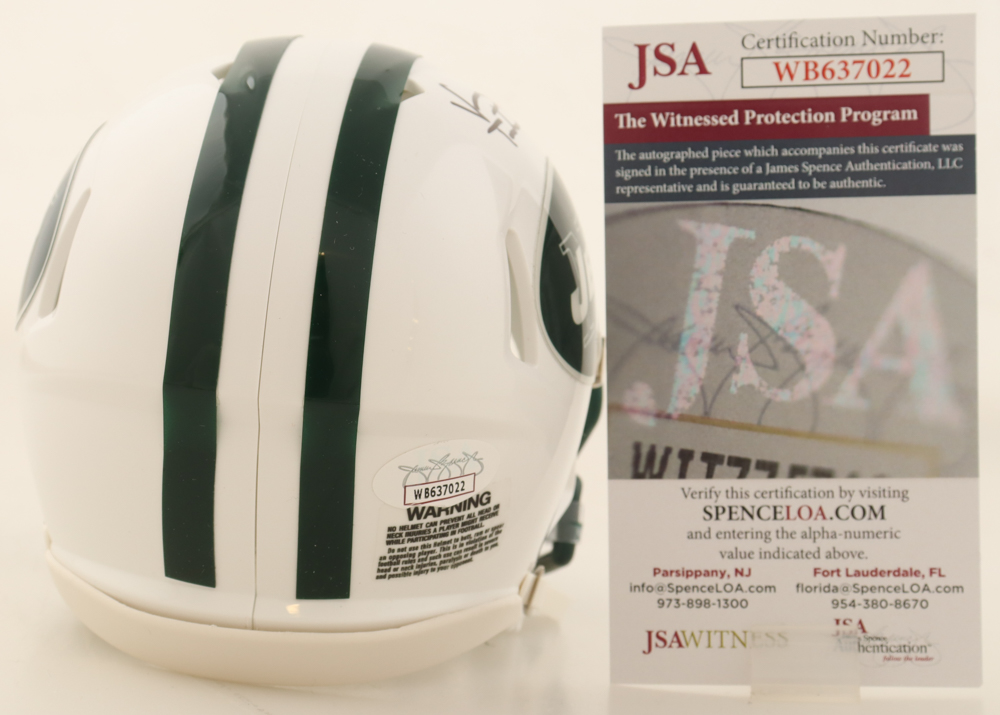 Vinny Testaverde Signed Jets Speed Mini Helmet (JSA) at PristineAuction.com Vinny Testaverde Signed Jets Speed Mini Helmet (JSA) at PristineAuction.com