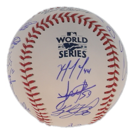 Astros Official 2022 World Series Logo Baseball Team-Signed by (22) with Yordan Alvarez, Kyle Tucker, Martin Maldonado, Framber Valdez (Beckett) at PristineAuction.com Astros Official 2022 World Series Logo Baseball Team-Signed by (22) with Yordan Alvarez, Kyle Tucker, Martin Maldonado, Framber Valdez (Beckett) at PristineAuction.com