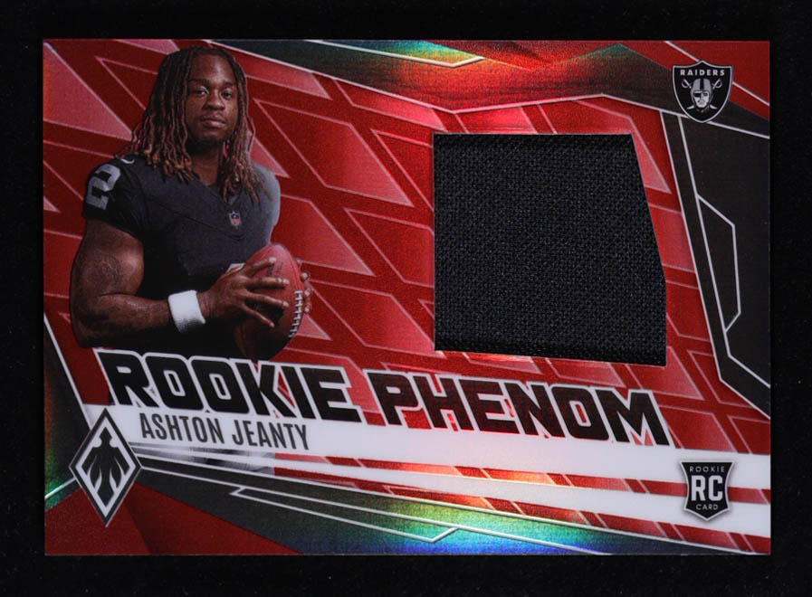 Ashton Jeanty 2025 Panini Phoenix Rookie Phenom Jerseys Red #21 #049/299 RC at PristineAuction.com Ashton Jeanty 2025 Panini Phoenix Rookie Phenom Jerseys Red #21 #049/299 RC at PristineAuction.com