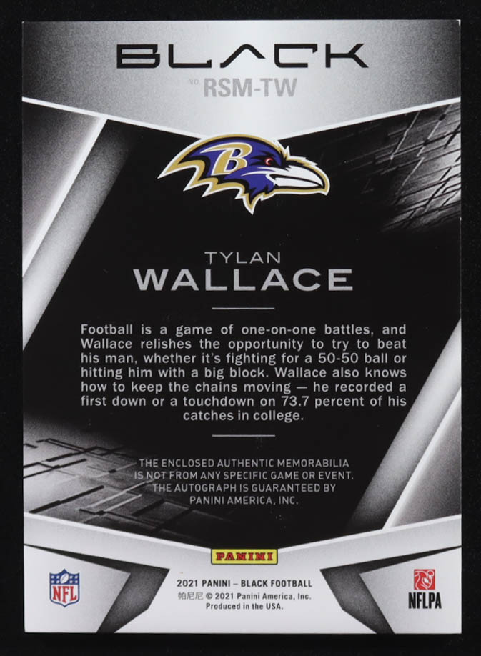 Tylan Wallace 2021 Panini Black Rookie Signature Materials Silver #24 #24/50 RC at PristineAuction.com Tylan Wallace 2021 Panini Black Rookie Signature Materials Silver #24 #24/50 RC at PristineAuction.com
