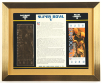 Super Bowl V Commemorative Score Card with 23KT Gold Ticket Framed Display at PristineAuction.com