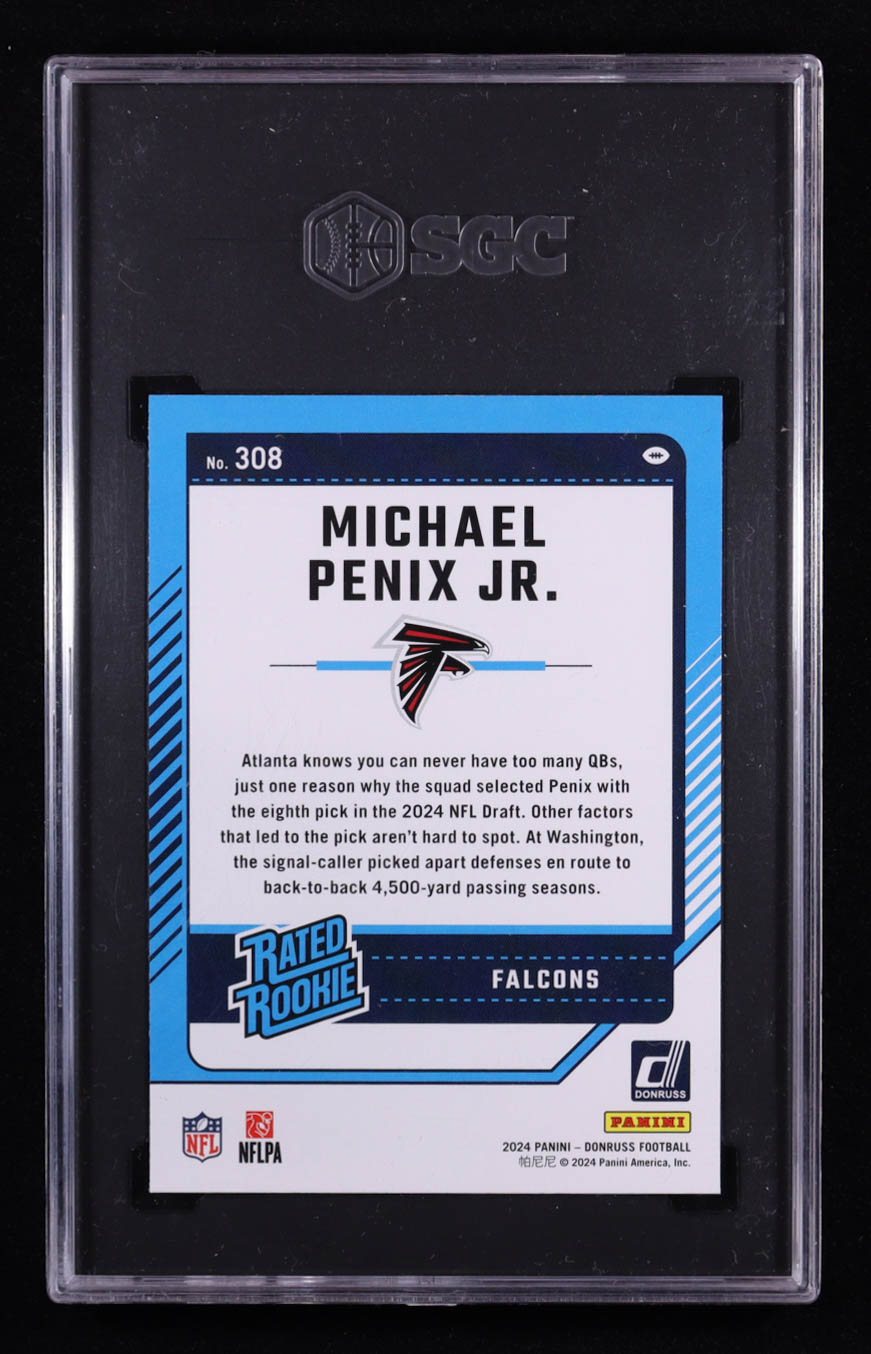 Michael Penix Jr. 2024 Panini Donruss RR #308 RC (SGC 9.5) at PristineAuction.com Michael Penix Jr. 2024 Panini Donruss RR #308 RC (SGC 9.5) at PristineAuction.com