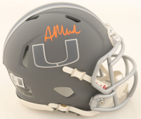 Akheem Mesidor Signed Miami Hurricanes Slate Alternate Speed Mini Helmet (Beckett) at PristineAuction.com