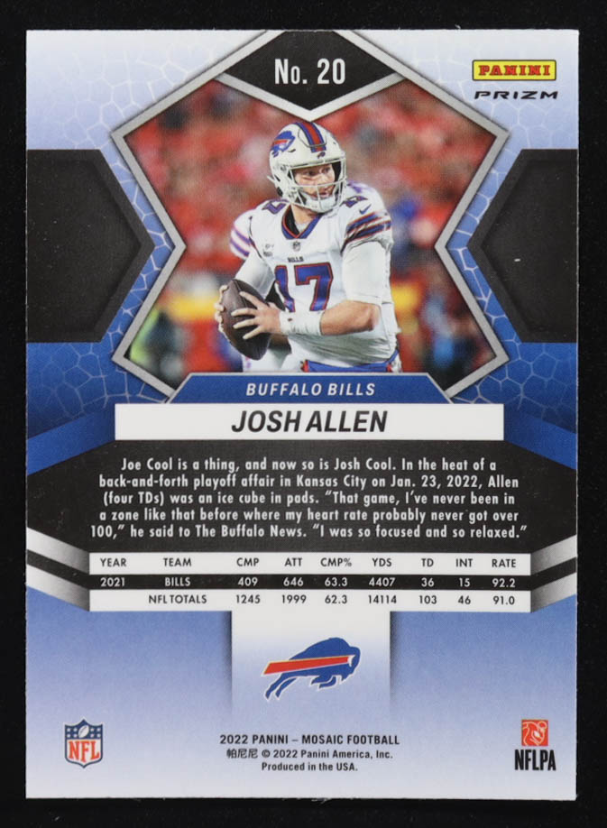 Josh Allen 2022 Panini Mosaic Mosaic Reactive Orange #253 NP at PristineAuction.com Josh Allen 2022 Panini Mosaic Mosaic Reactive Orange #253 NP at PristineAuction.com