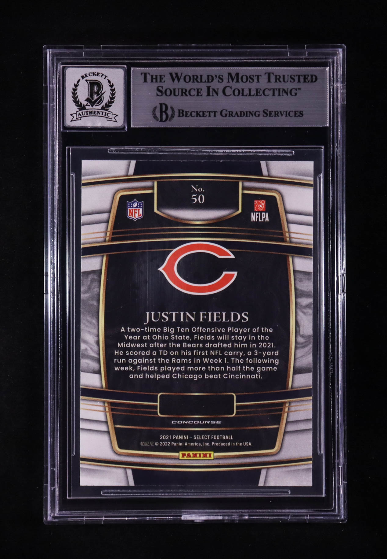 Justin Fields Signed 2021 Select #50 RC (BGS | Auto 10) at PristineAuction.com Justin Fields Signed 2021 Select #50 RC (BGS | Auto 10) at PristineAuction.com