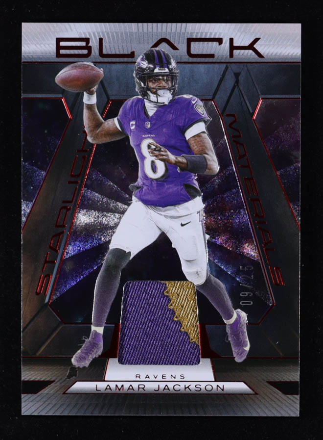 Lamar Jackson 2025 Panini Black Starlight Materials Ruby #14 #09/25 at PristineAuction.com Lamar Jackson 2025 Panini Black Starlight Materials Ruby #14 #09/25 at PristineAuction.com