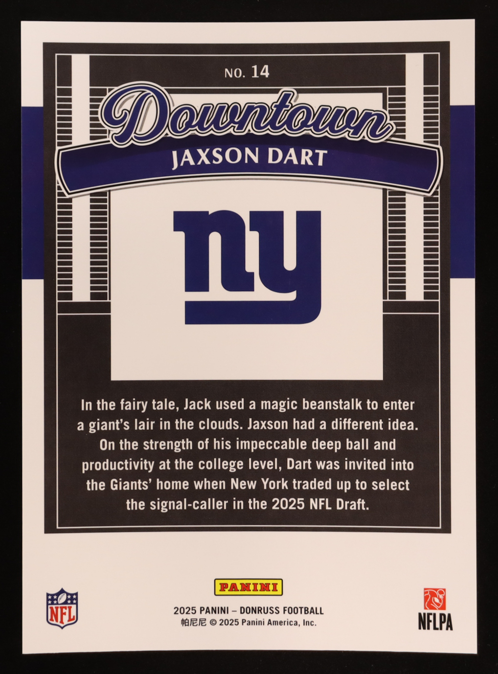 Jaxson Dart 2025 Donruss Downtown! Oversized #14 RC at PristineAuction.com Jaxson Dart 2025 Donruss Downtown! Oversized #14 RC at PristineAuction.com