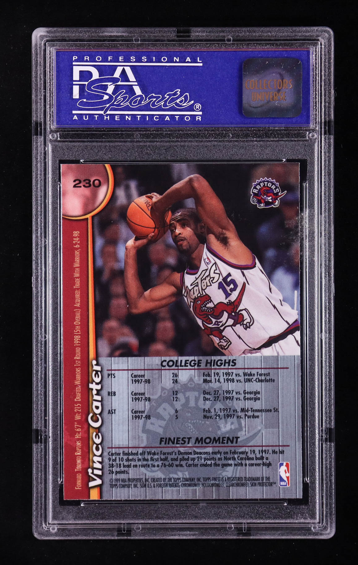 Vince Carter 1998-99 Finest #230 RC (PSA 9) at PristineAuction.com Vince Carter 1998-99 Finest #230 RC (PSA 9) at PristineAuction.com