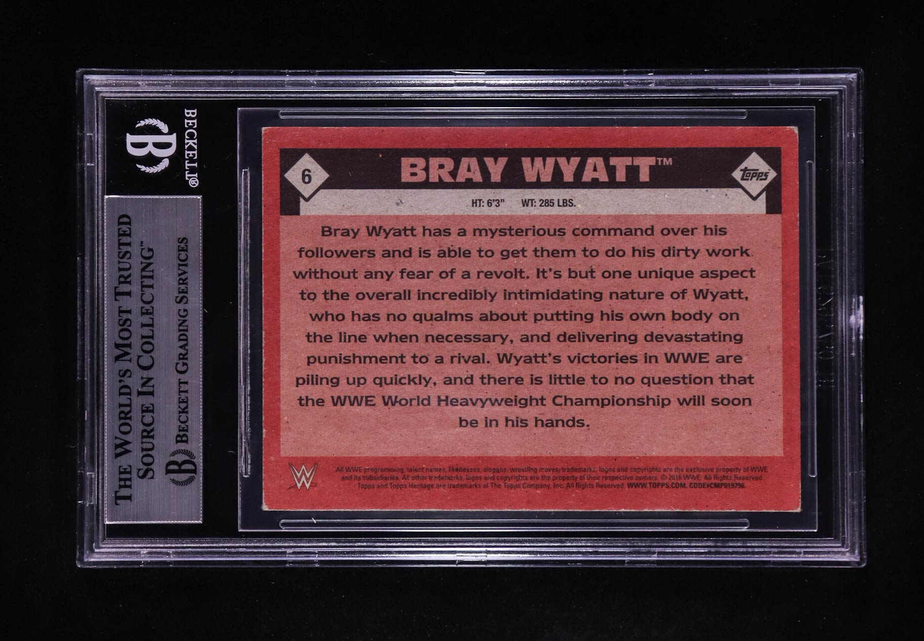 Bray Wyatt Signed 2016 Topps Heritage WWE #6 (BGS) at PristineAuction.com Bray Wyatt Signed 2016 Topps Heritage WWE #6 (BGS) at PristineAuction.com